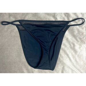 ASOS Black Fishnet Trim Solid Stretch Bikini Bottoms Swimsuit Size 14 XL